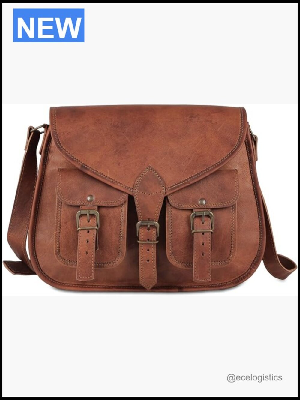 14 Inch Genuine Leather Satchel Crossbody Bag Tote